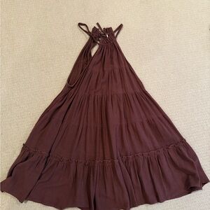 Free People Chocolate Knit Adjustable Halter Flowy Dress